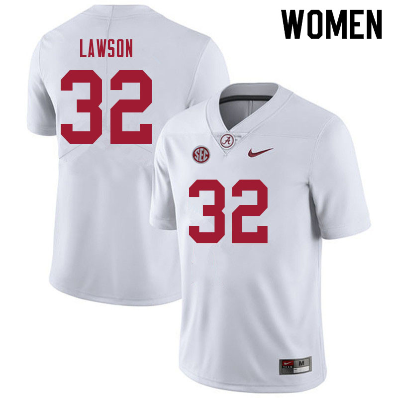 Alabama Crimson Tide Women's Deontae Lawson #32 White NCAA Nike Authentic Stitched 2021 College Football Jersey IU16G34UH